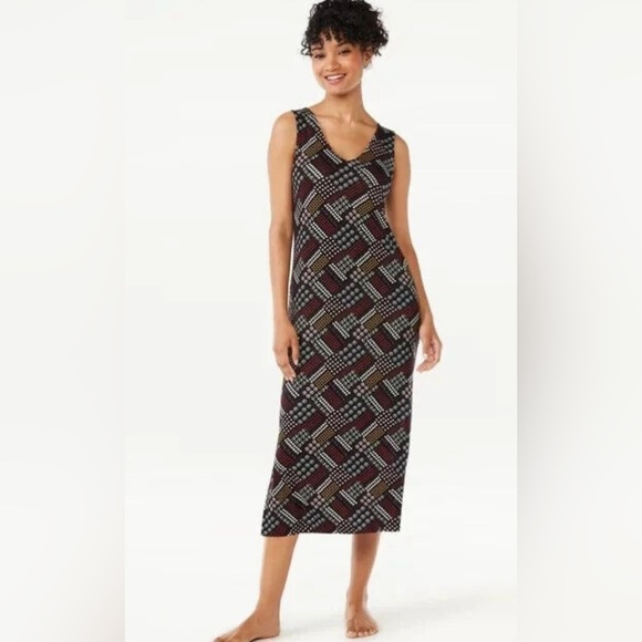 Joyspun|Boho floral patchwork style midi dress w pockets, sleeveless & drapey•XL - Picture 1 of 10